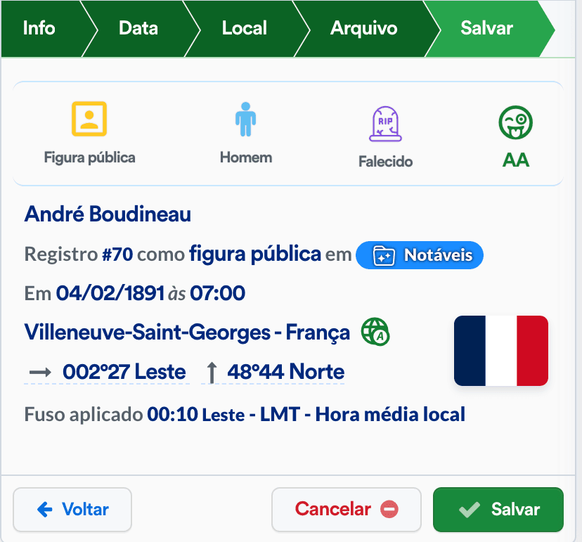 Seção salvar do mapa