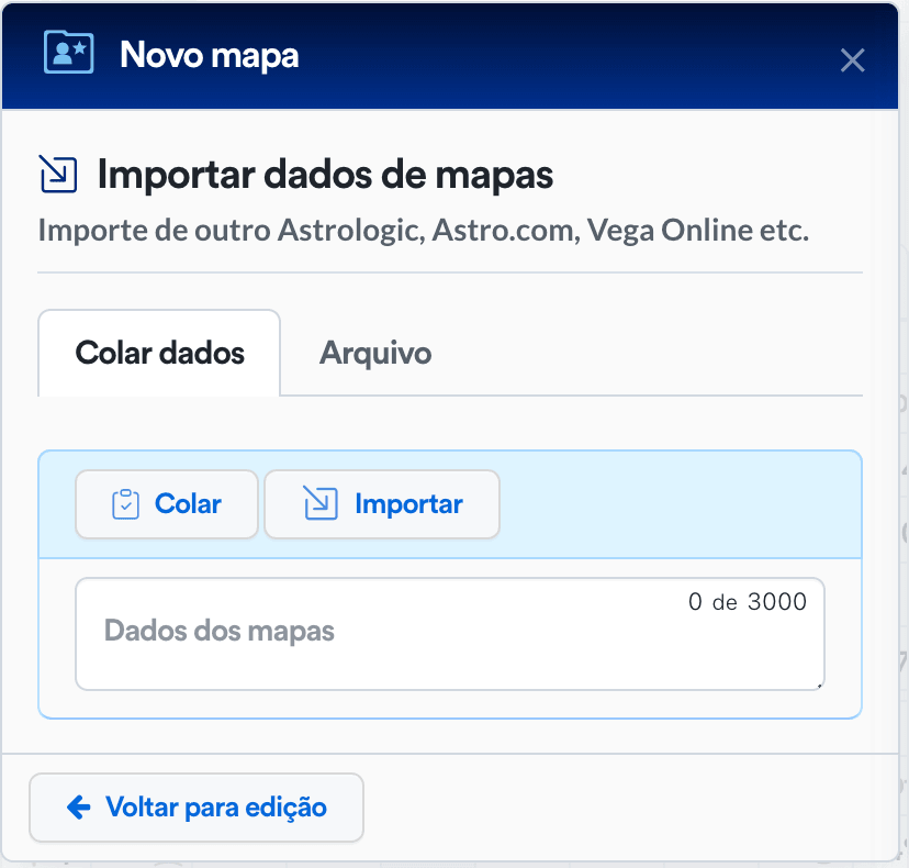 Importar dados do mapa