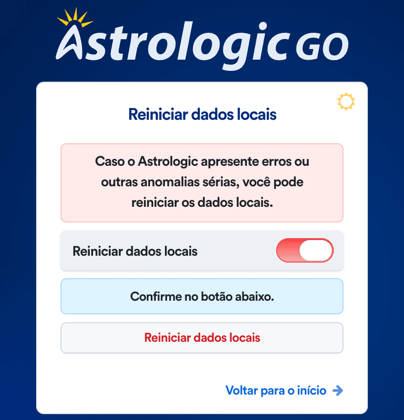 Reiniciar os dados locais