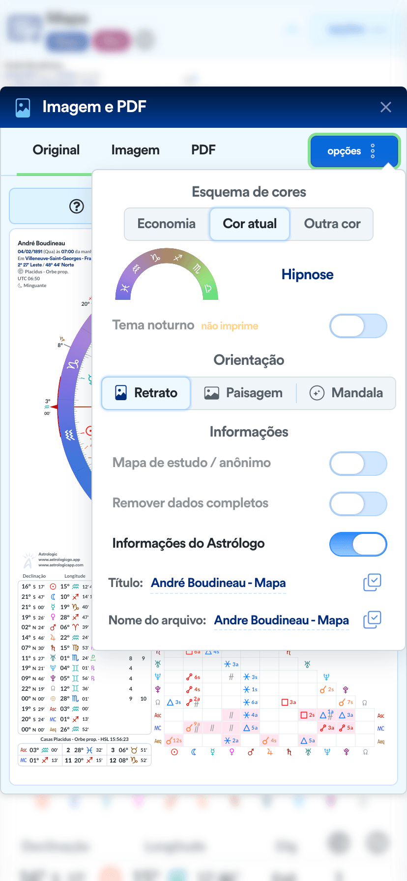Detalhes da autoria exibidos no resumo da interpretação