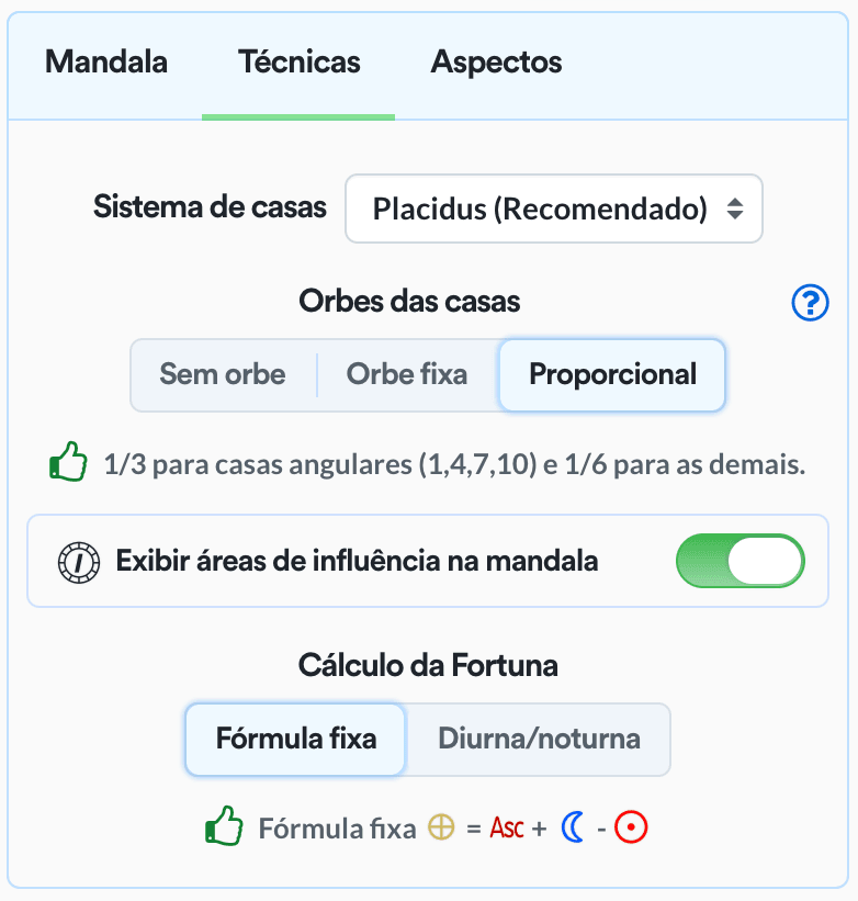 Opções técnicas